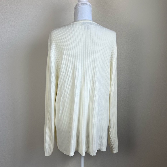 Jennifer Moore 2-in-1 Cardigan Sweater 3X Ivory Ribbed Attached Tank - Picture 3 of 6